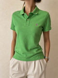 Maglietta Ralph Lauren The Skinny Polo Verde XS Vintage Y2K Donna - indossata fronte