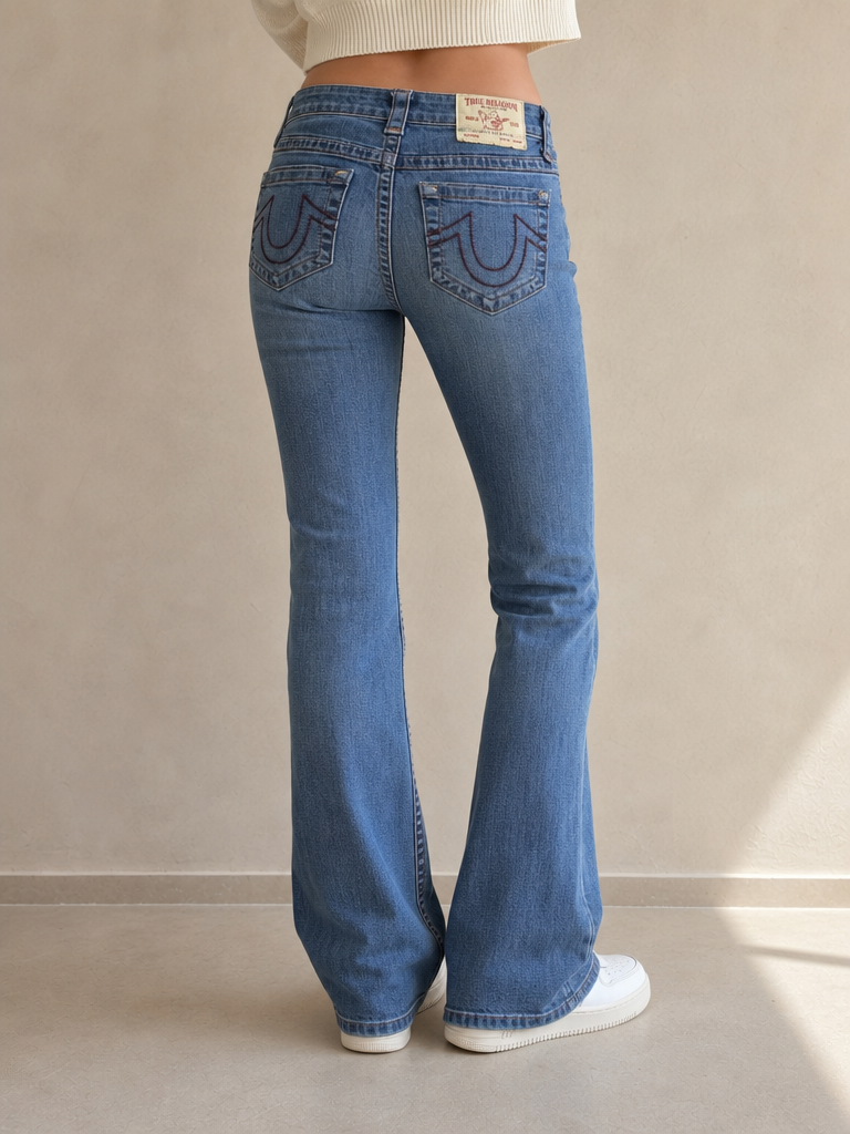 Denim Jeans True Religion Bootcut Vintage Y2K Donna (XS) - indossata retro