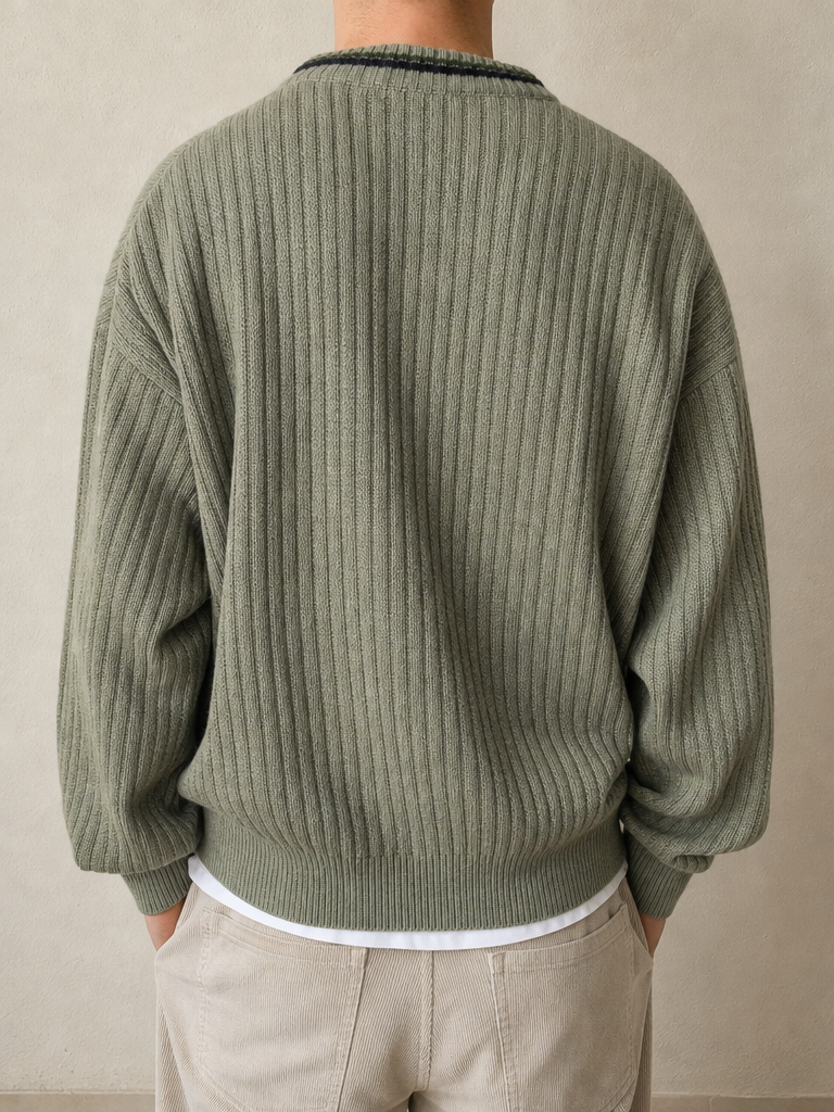 Maglione Verde Oliva Motivo Geometrico Vintage Y2K (L) - indossata retro