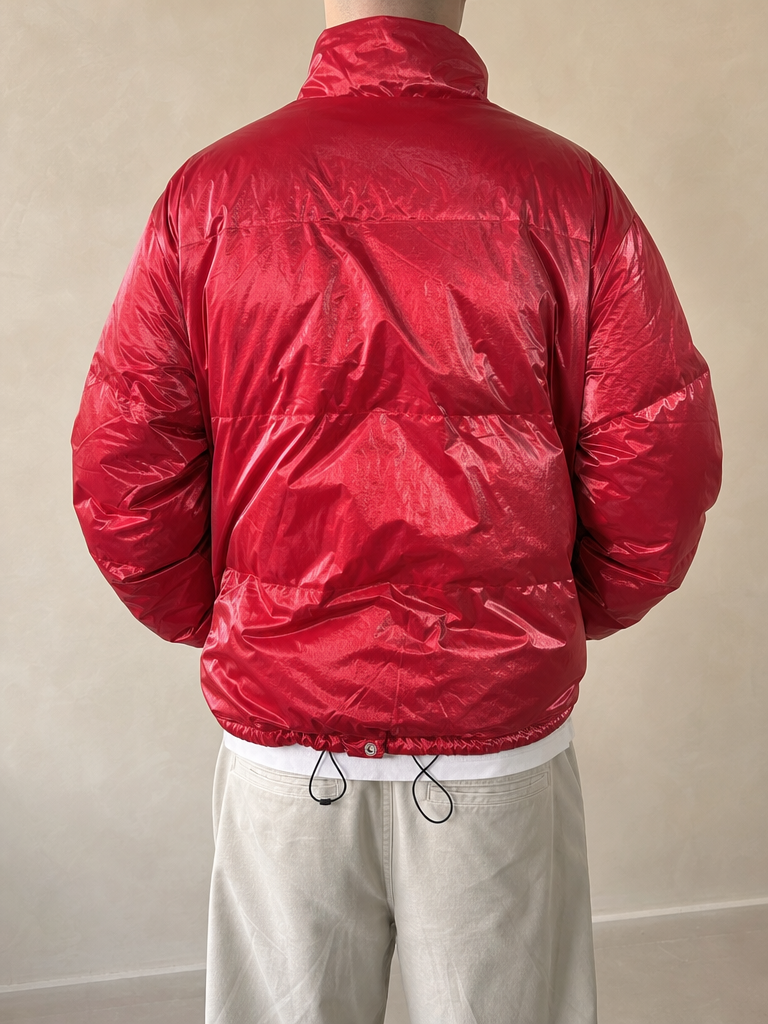 Giacca Bomber Rosso Lucido "Active" Vintage Y2K (S) - indossata retro