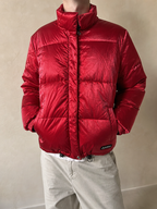 Giacca Bomber Rosso Lucido "Active" Vintage Y2K (S) - indossata fronte