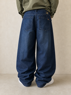Forplay Denim Jeans Baggy Fit Dark Blue Hip-Hop Vintage Y2K Uomo - indossata retro