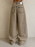 Denim Jeans Washed Particular Baggy Fit Hip-Hop Rave Vintage Y2K Donna - indossata retro