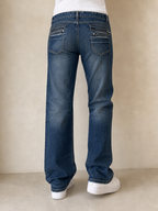 Jeans Denim Denim Low Waist Straight Fit Washed Vintage Y2K (XS) - indossata retro