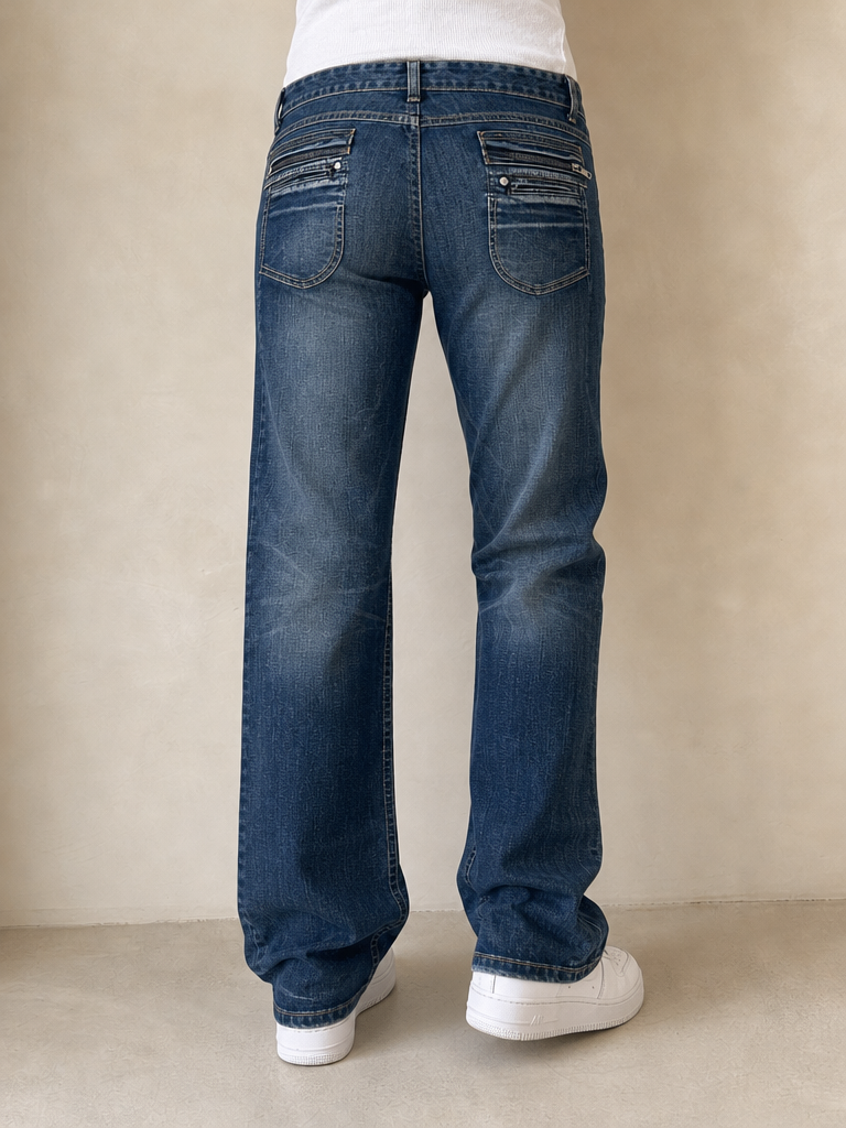 Jeans Denim Denim Low Waist Straight Fit Washed Vintage Y2K (XS) - indossata retro