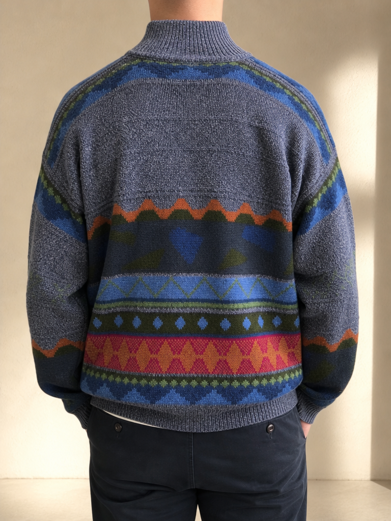 Maglione Colorato in Lana Vergine Vintage Y2K (XXL) - indossata retro