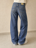 Jeans Gamba Ampia Blu Vintage Y2K Donna - indossata retro