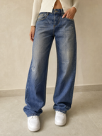 Jeans Gamba Ampia Blu Vintage Y2K Donna - indossata fronte