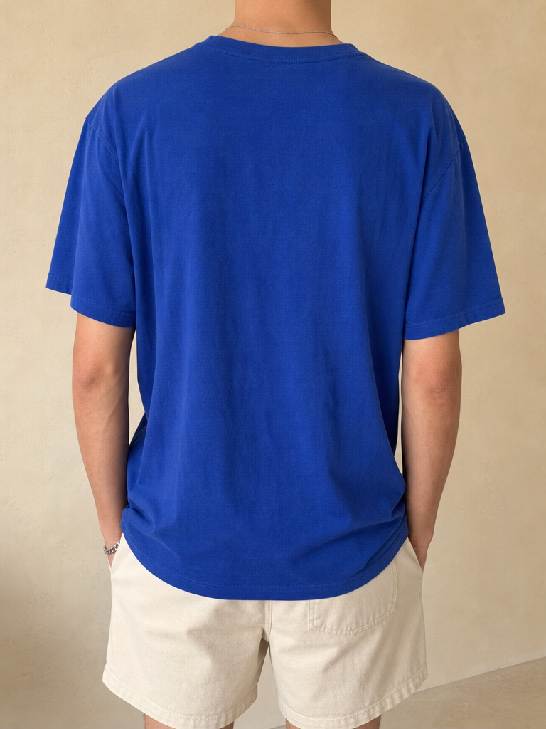 Polo Ralph Lauren Maglietta Blu Logo Ricamato Vintage Y2K (L) - indossata retro
