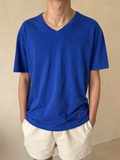 Polo Ralph Lauren Maglietta Blu Logo Ricamato Vintage Y2K (L) - indossata fronte