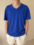 Polo Ralph Lauren Maglietta Blu Logo Ricamato Vintage Y2K (L) - indossata fronte