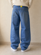 Denim Wrangler Jeans Baggy Fit Light Blue Vintage Y2K Uomo (S) - indossata retro