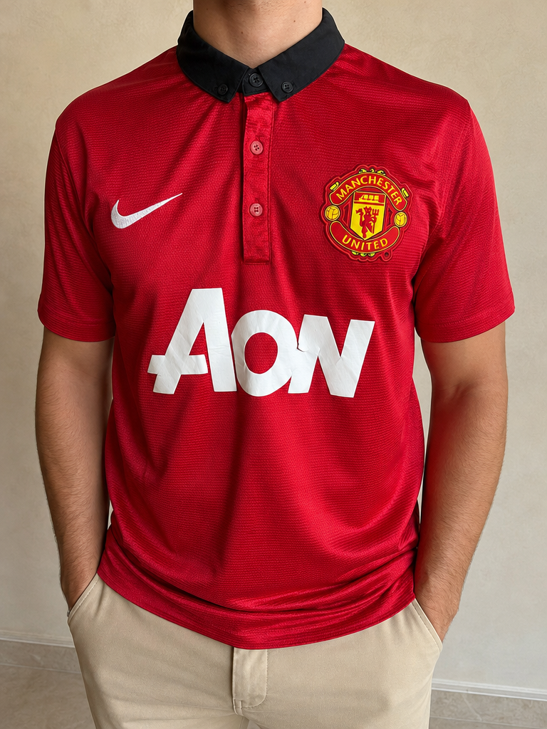 Maglieria Polo Nike x Man UTD Embroidered Football 90s 2000s American Style Vintage Y2K Uomo (L) - indossata fronte