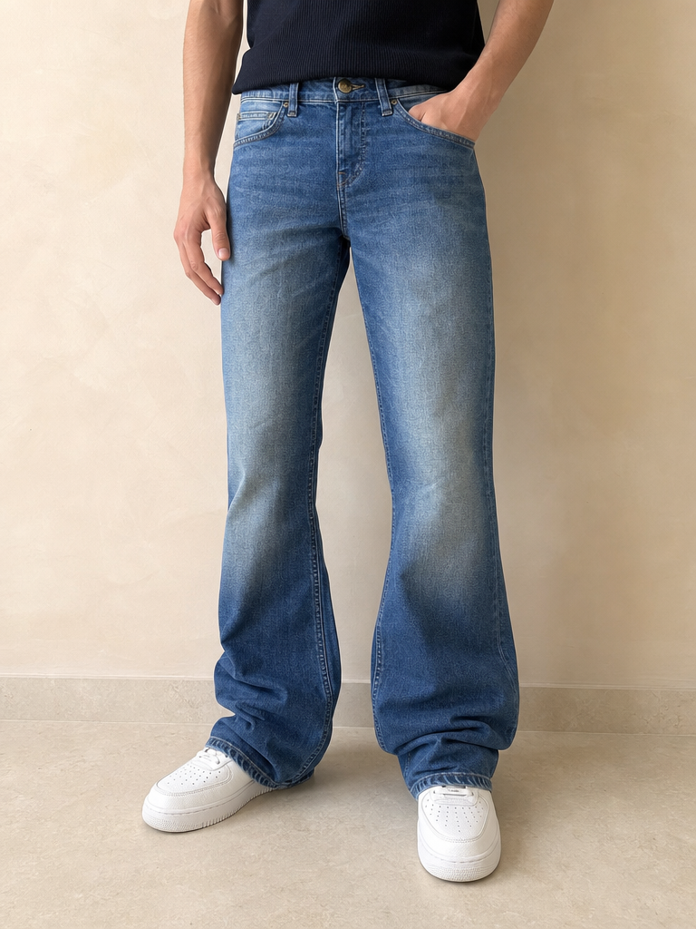 Jeans Denim Denim Lee BootCut Washed Vintage Y2K Uomo (S) - indossata fronte