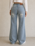 Denim Jeans Just Cavalli Ripped BootCut Straight Fit Vintage Y2K Donna (XS) - indossata retro