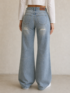 Denim Jeans Just Cavalli Ripped BootCut Straight Fit Vintage Y2K Donna (XS) - indossata retro