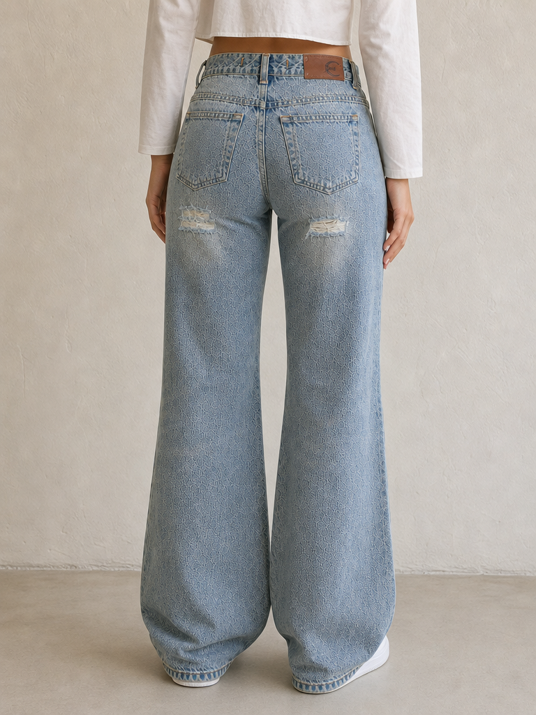 Denim Jeans Just Cavalli Ripped BootCut Straight Fit Vintage Y2K Donna (XS) - indossata retro