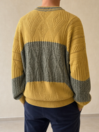 Maglione Umberto Bilancioni Giallo Ocra Verde Grigio Vintage Y2K Uomo (52) - indossata retro