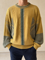 Maglione Umberto Bilancioni Giallo Ocra Verde Grigio Vintage Y2K Uomo (52) - indossata fronte