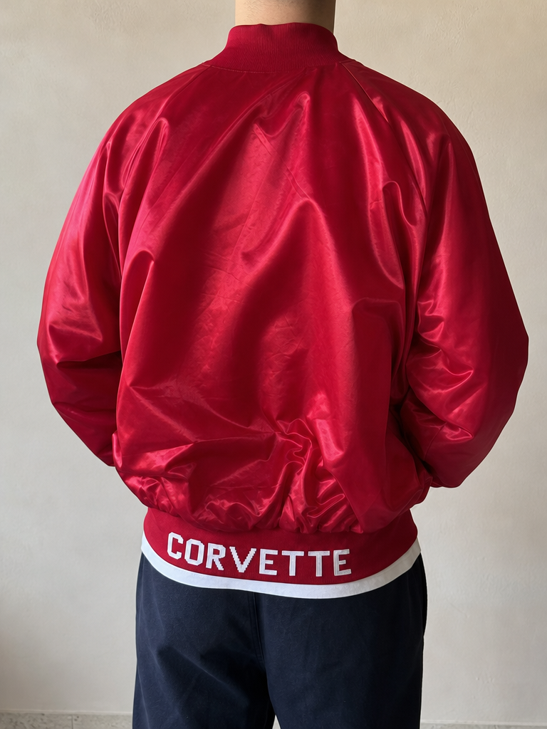 Felpa College American Baggy Fit Boxy "Corvette" USA Vintage Y2K Uomo (L) - indossata retro