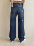 Jeans Denim Denim Philipp Plein Embroidered Red Vintage Y2K Donna (M) - indossata retro