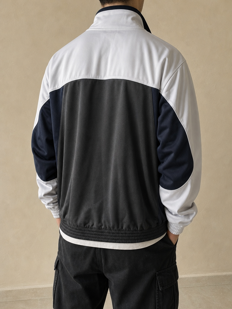 Felpa Champion Zip Bicolore Vintage Y2K Uomo (M) - indossata retro