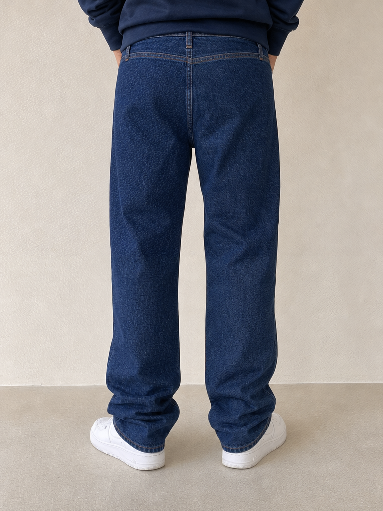 Denim Jeans Raw Baggy Fit Vintage Y2K Uomo (S) - indossata retro