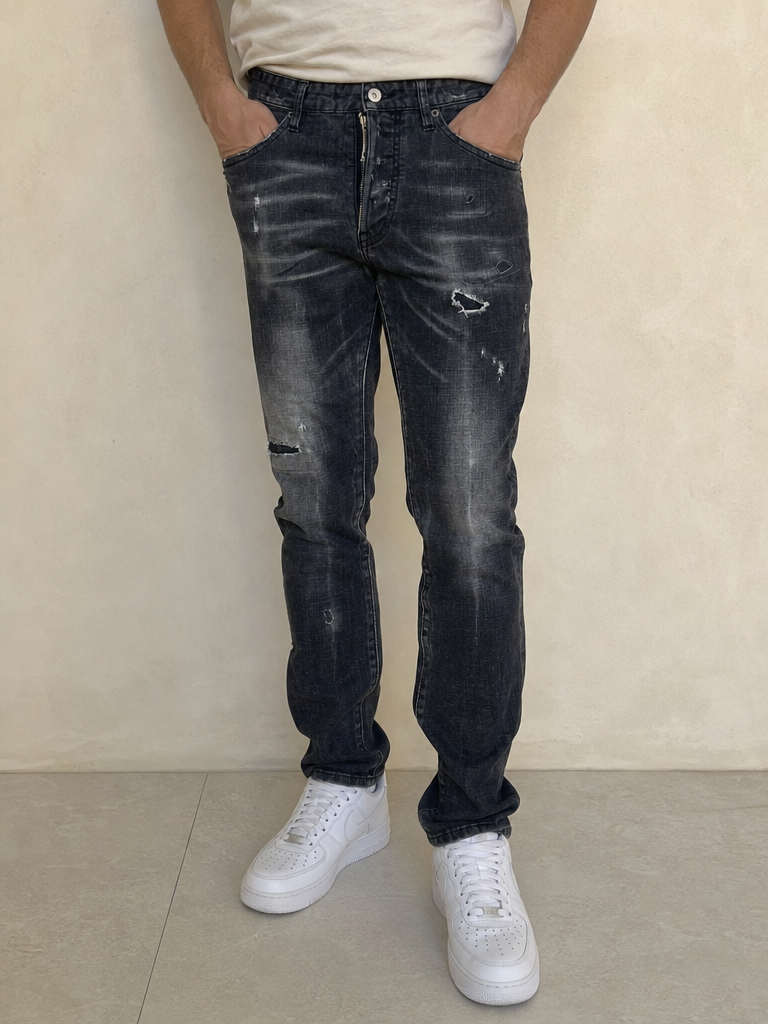 Jeans Dsquared2 DS2 Slim Fit Washed Vintage Y2K Uomo (S) - indossata fronte