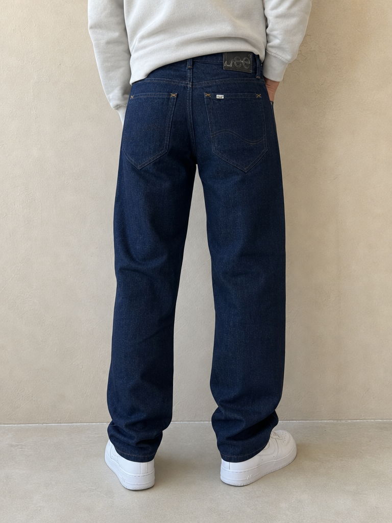Jeans Denim Denim Lee Dark Blu Straight Fit Vintage Y2K Uomo (S) - indossata retro