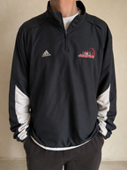 Adidas Felpa Sportiva Zip Corta Nero Dettagli Bianchi Vintage Y2K (XL) — vista frontale indossata