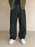 Denim Black Jeans Embroidered Enyce Baggy Fit Vintage Y2K Uomo (XL) - indossata fronte
