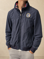 Giacca Napapijri Slim Fit Vintage Y2K Blu Zip Collo Righe (S) - indossata fronte