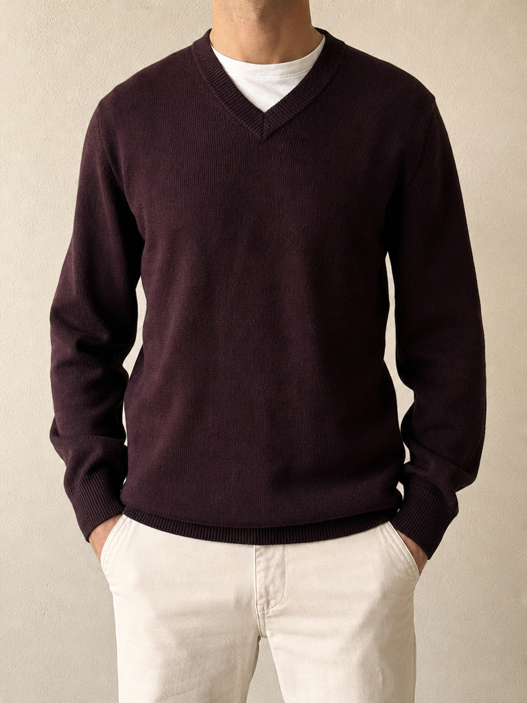 Pullover Dolce & Gabbana - Maglione Bordeaux D&G Vintage Y2K Uomo (XXL) - indossata fronte