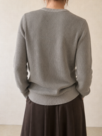 Maglione Patagonia girocollo a coste grigio tortora m�lange Vintage Y2K (M) - indossata retro