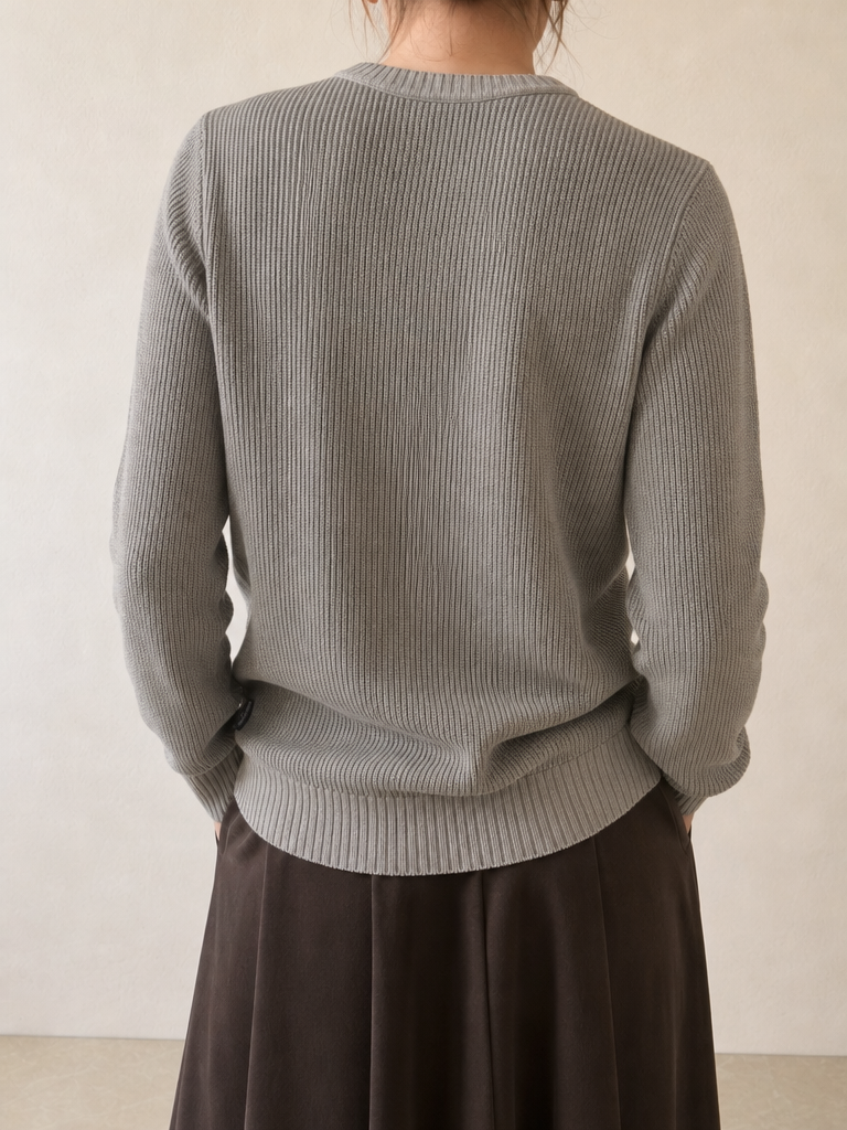 Maglione Patagonia girocollo a coste grigio tortora m�lange Vintage Y2K (M) - indossata retro