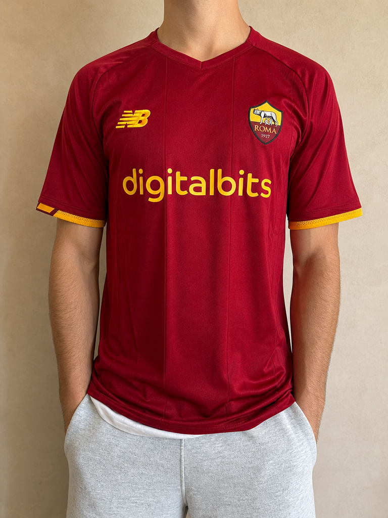 T-Shirt New Balance x AS Roma "Mourinho 1" Football 90s 2000s American Style Vintage Y2K Uomo (M) - indossata fronte