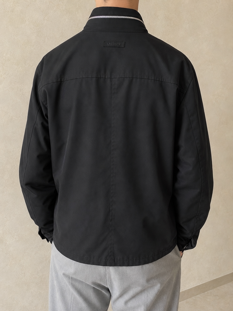 Lacoste Giacca Uomo Nero Zip Bottoni Vintage Y2K - indossata retro