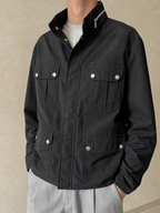 Lacoste Giacca Uomo Nero Zip Bottoni Vintage Y2K - indossata fronte