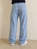 Denim Jeans Light Blue Straight Fit Vintage Y2K (XS) - indossata retro