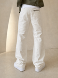 Pantaloni Silk Pants White Baggy Fit Low Waist Vintage Y2K Uomo (M) - indossata retro