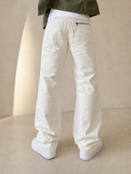 Pantaloni Silk Pants White Baggy Fit Low Waist Vintage Y2K Uomo (M) - indossata retro
