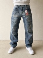 Denim Jeans Particular Baggy Fit Particular NEW Pants Vintage Y2K Uomo (XL) - indossata fronte