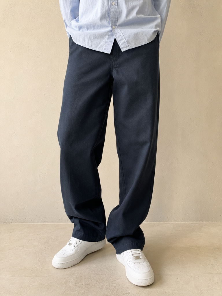 Pantaloni Dickies 874 Baggy Fit - Cotton Pants Blu Marino Navy Vintage Y2K Uomo (M) - indossata fronte