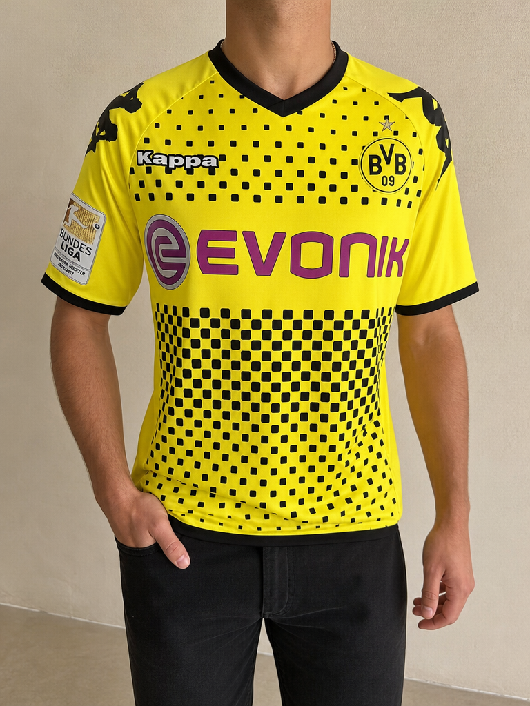 Kappa T-Shirt BVB Borussia Dortumund "Leitner 7" Football Jersey 90s 2000s Vintage Y2K Uomo (S) — foto frontale indossata