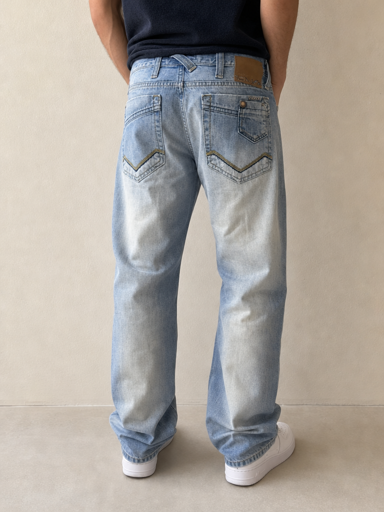 Jeans Denim Denim Energie Washed Baggy Fit Vintage Y2K Uomo (M) - indossata retro