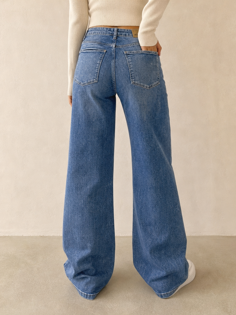 Denim Jeans Flare Washed Light Blue - Jeans Svasati Vintage Y2K Donna (M) - indossata retro