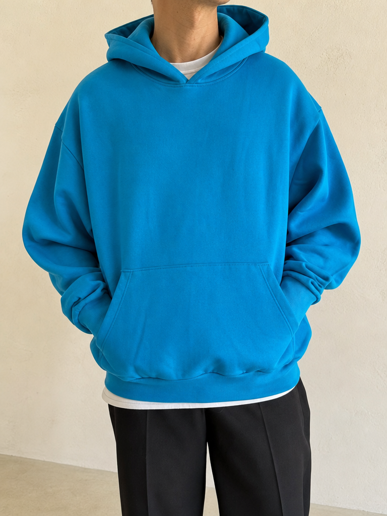 Felpa Tuta Completa Blu Cotton TrackSuit Baggy Fit Hoodie Vintage Y2K - indossata fronte