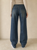 Jeans Denim Denim Stone Wash Straight Fit Vintage Y2K Donna (XS) - indossata retro