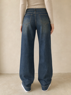 Jeans Denim Denim Stone Wash Straight Fit Vintage Y2K Donna (XS) - indossata retro
