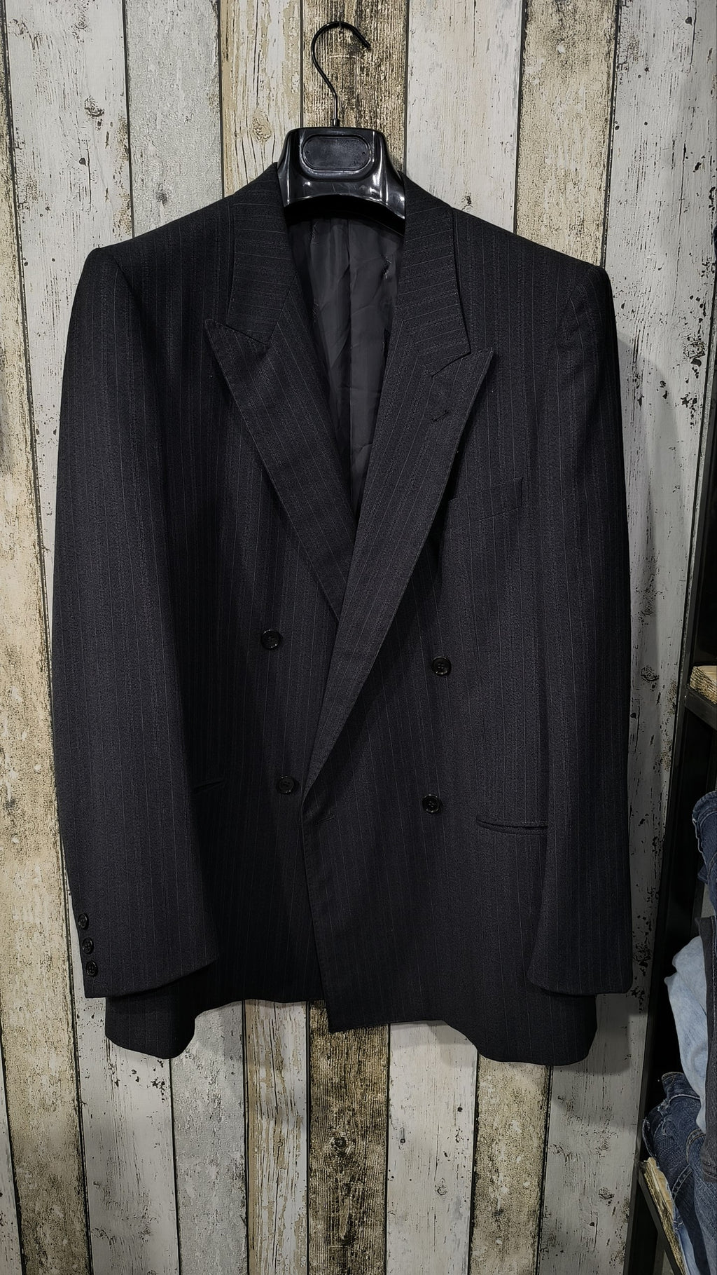 Completo uomo Yves Saint Laurent doppiopetto gessato grigio antracite Vintage Y2K (52) — foto 3